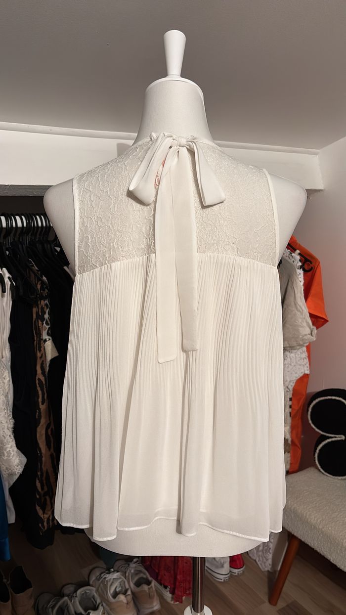 Débardeur fluide blanc dentelle Zara T38 - photo numéro 3
