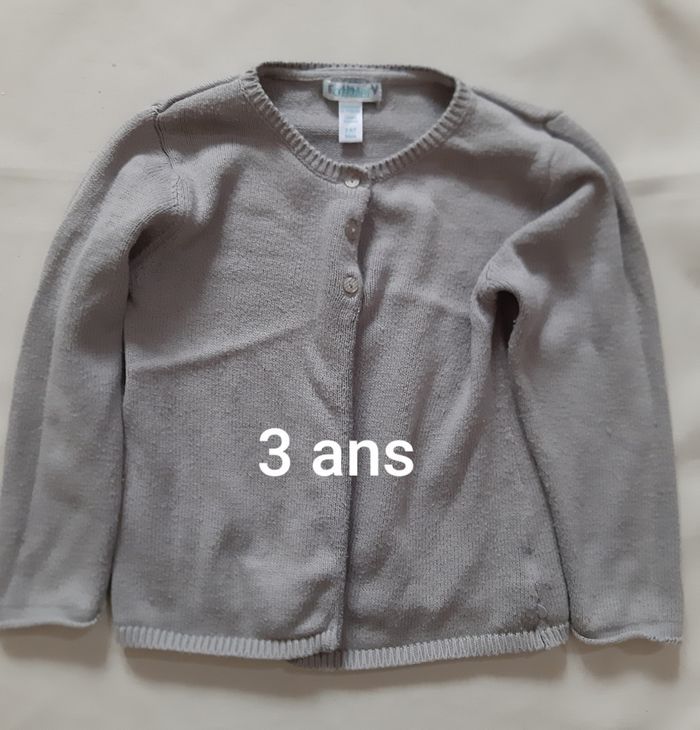 gilet chaud gris fille - lapin - obaïbi - 3 ans