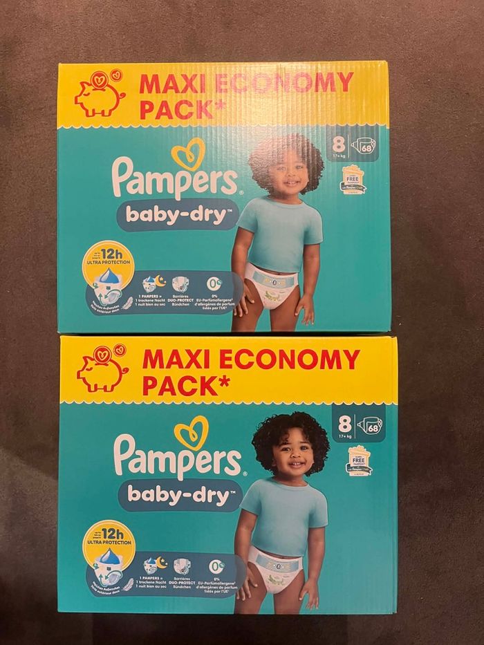 Pampers taille 8 maxi pack (2 cartons)
