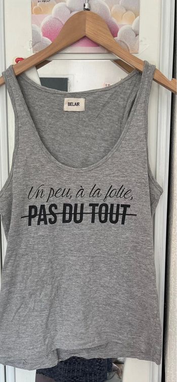 Débardeur gris chiné, 100 % coton, Bel Air, taille unique