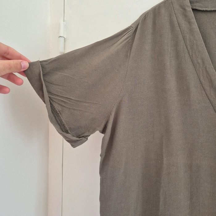 Chemise à manches courtes unie lin kaki - Pimkie- Taille L : 40 - 42 - photo numéro 4