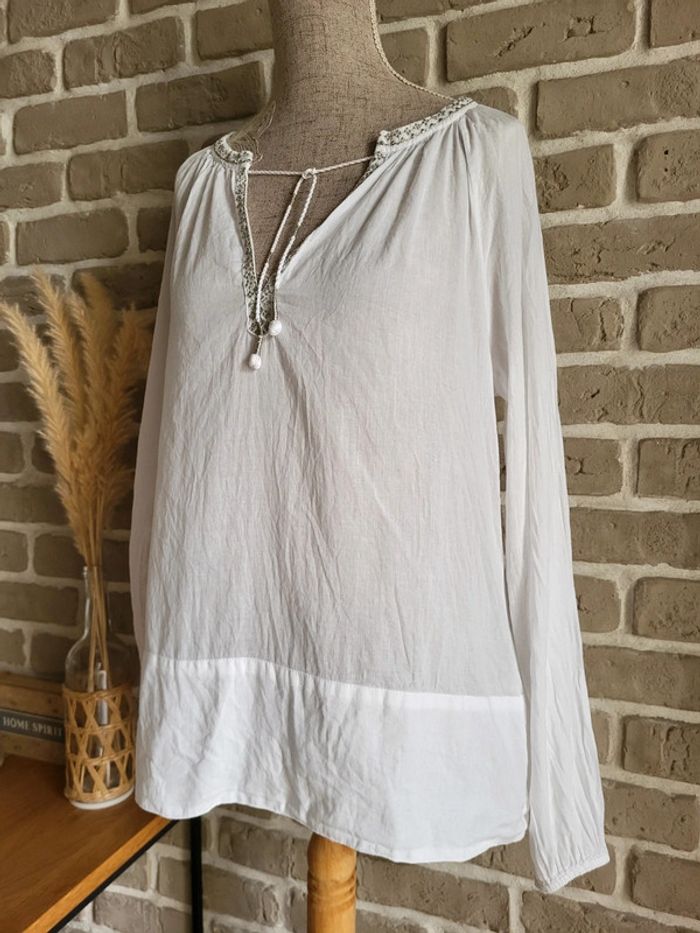 Blouse bohème blanche et broderies argentées Noa Noa - 100% coton - photo numéro 8