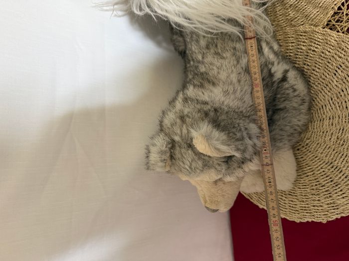 Peluche loup chiné marron gris beige - photo numéro 3