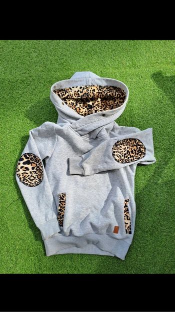 Sweat-shirt à grosse capuche Cabaneli léopard taille XS