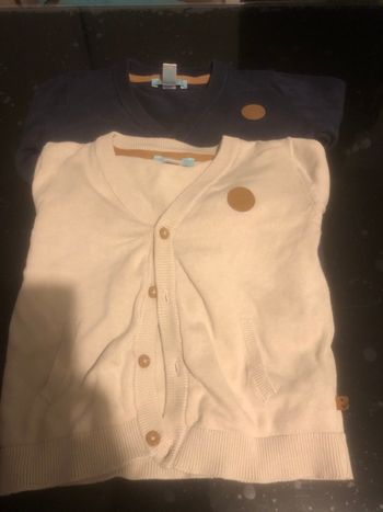 Veste beige et bleu foncé 18 mois 