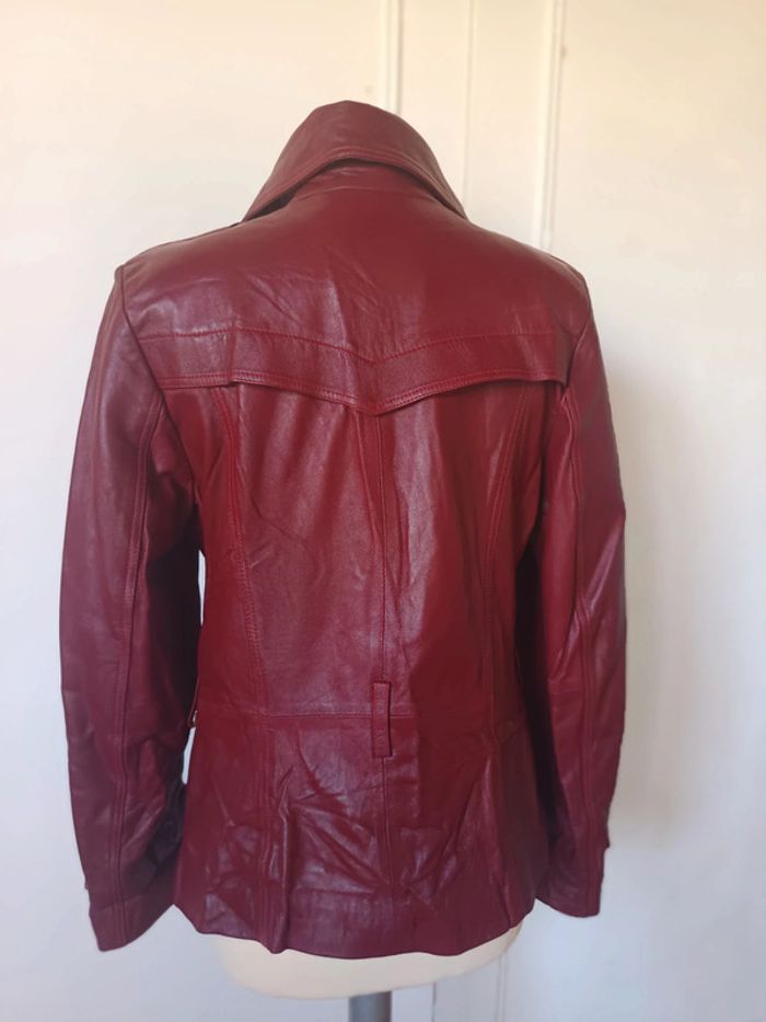 veste perfecto en cuir Cuir femme rouge Bordeau marque finzi Neuf - photo numéro 15