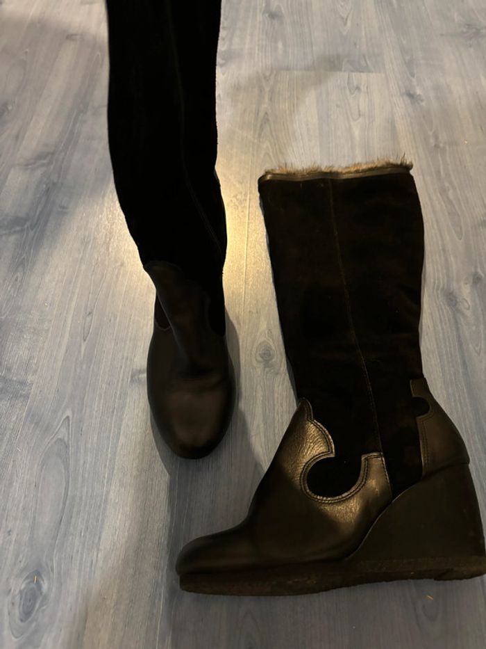 Bottes en cuir et velours compensées Ixoo - photo numéro 3