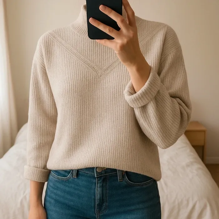 Pull cache cache beige doux taille M - comme neuf