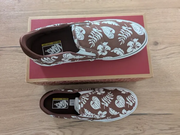 Vans Slip on deluxe confort - marron + fleur - photo numéro 4