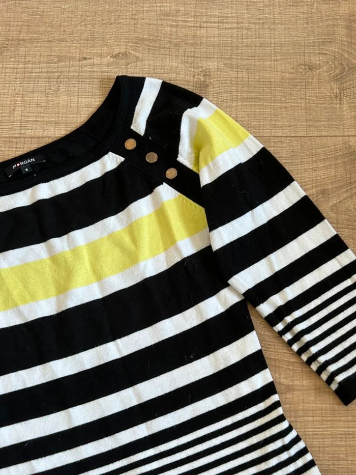 Pull rayé avec manches 3/4 Morgan taille S bon état - photo numéro 13
