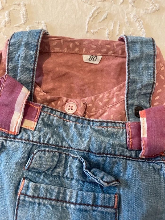 Ensemble salopette chemise 12/18 mois - photo numéro 2