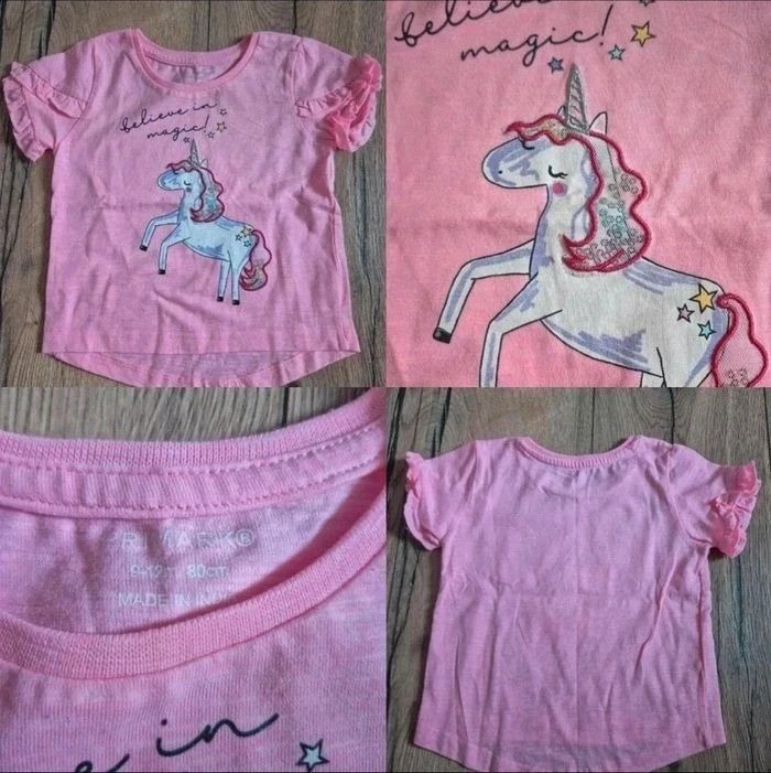 🌞 Lot 5 hauts été bébé fille 12 mois /80 cm Sequins, volants & couleurs - photo numéro 2