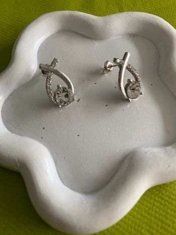 Boucles d’oreilles strass chics en alliage argenté