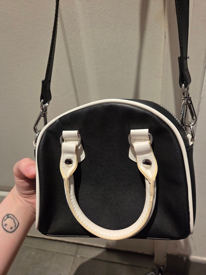 Petit sac blanc et noir avec double ance - photo numéro 5