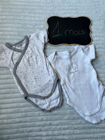 Lot de 2 bodys manches courtes 1 mois