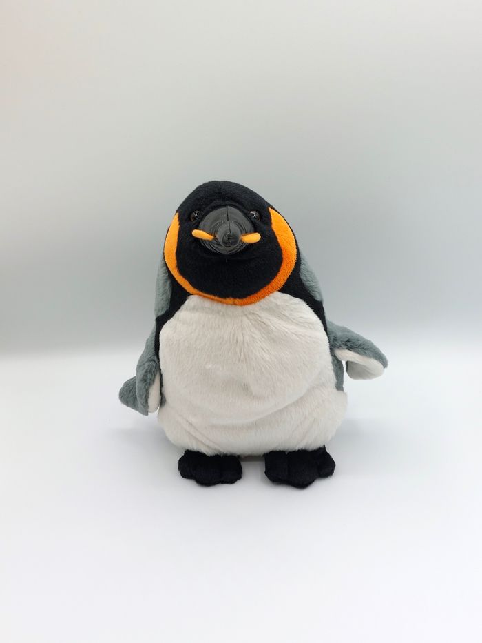 Peluche doudou pingouin manchot MARINELAND blanc gris orange noir 30 cm - photo numéro 2