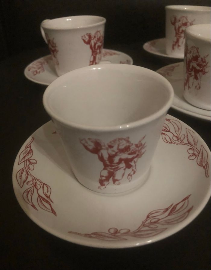 Service à café »CTC Design »blanc et bordeaux - photo numéro 3