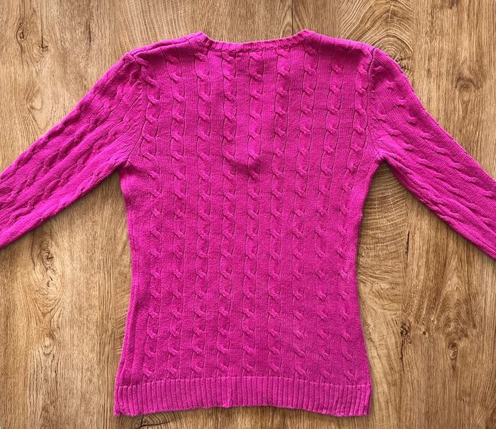 Pull torsadé rose col V Lauren Ralph Lauren pour femme, taille S - photo numéro 4