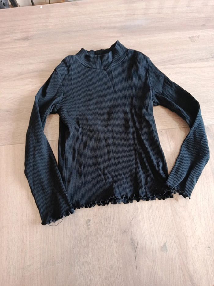 T shirt noir côtelé