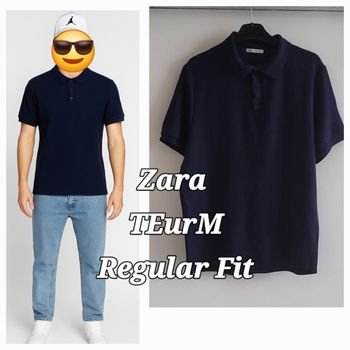 Zara Polo MC TEurM- Marine - En Maille- Regular Fit- TBE