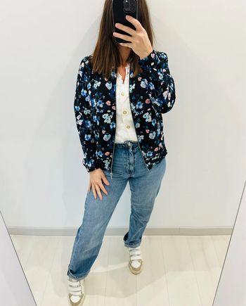 🌸Veste Bombers fleurie - Kiabi - ton bleu 🌸