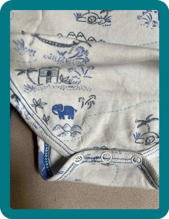 Lot de 2 bodies sans manches 9 mois thème Éléphants - Carrement Beau - photo numéro 3