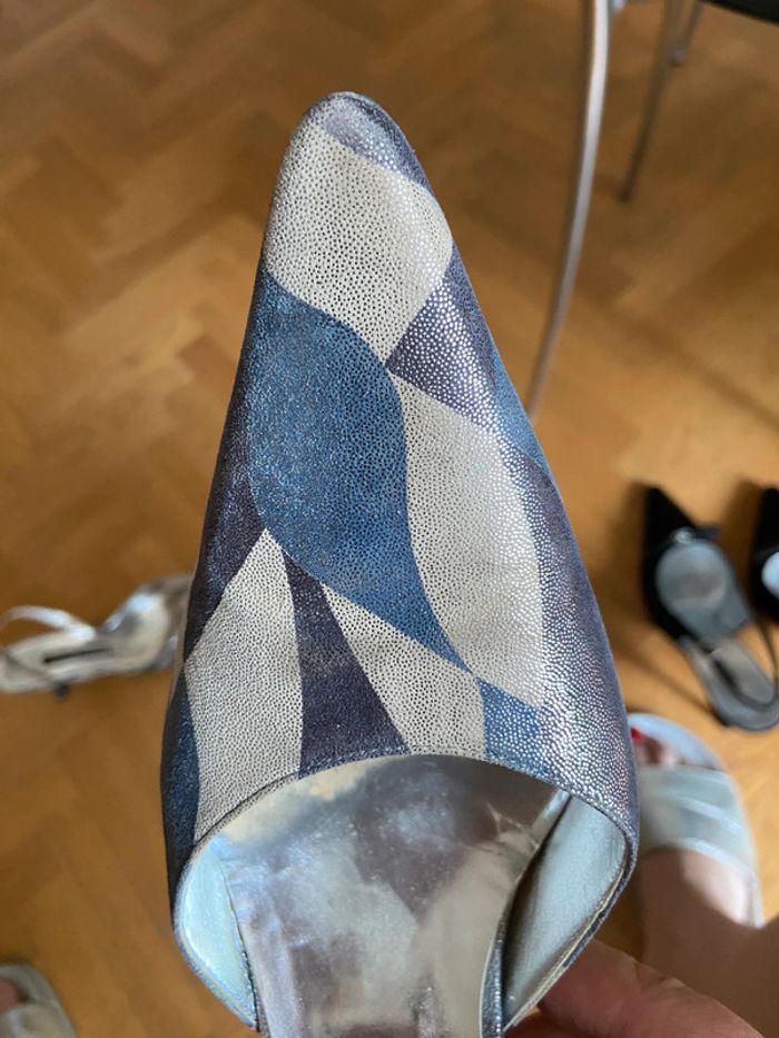 Slingback Sidonie Larizzi biege/bleu clair taille 38 - photo numéro 6