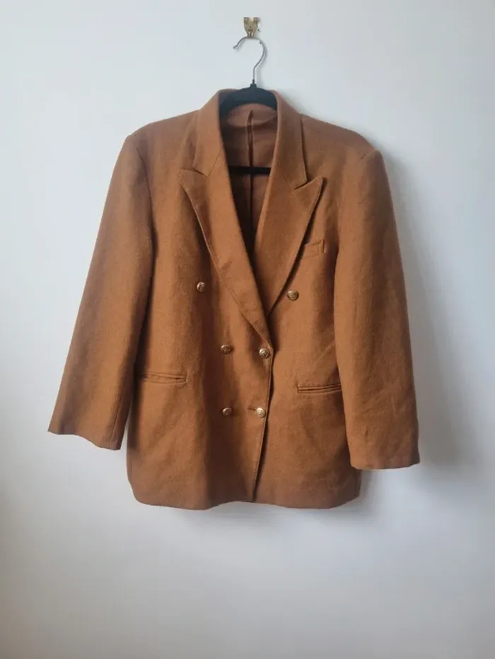 Veste blazer marron en cachemire et laine vintage - photo numéro 17