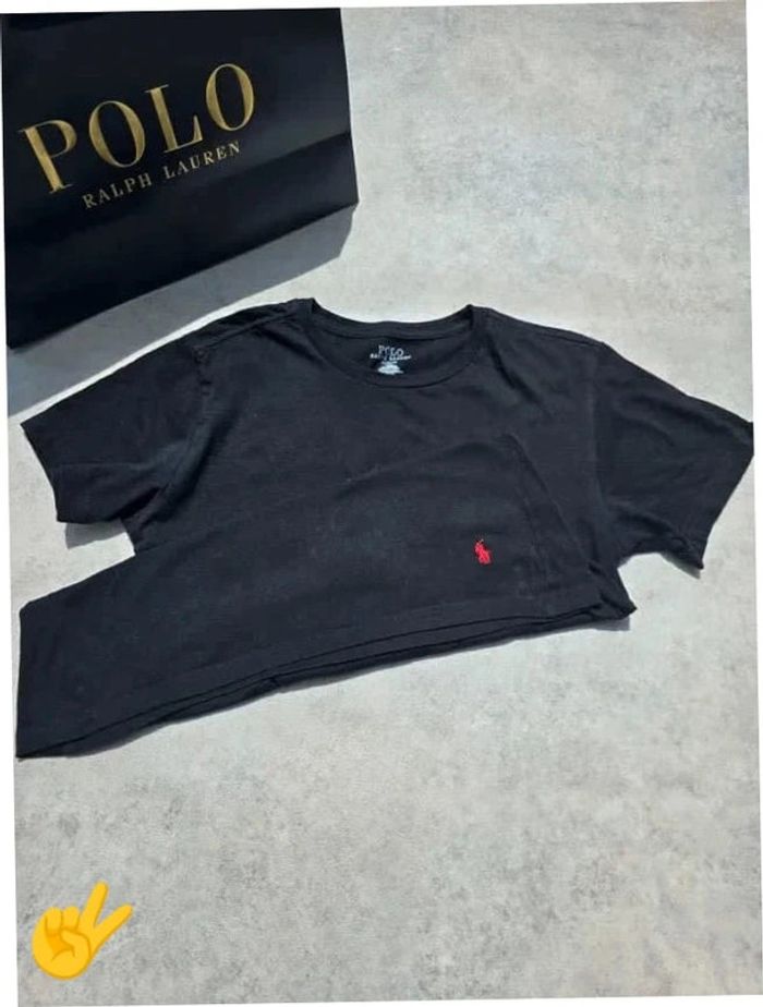 T-shirt Ralph Lauren M coupe col rond noir Femme women tee65