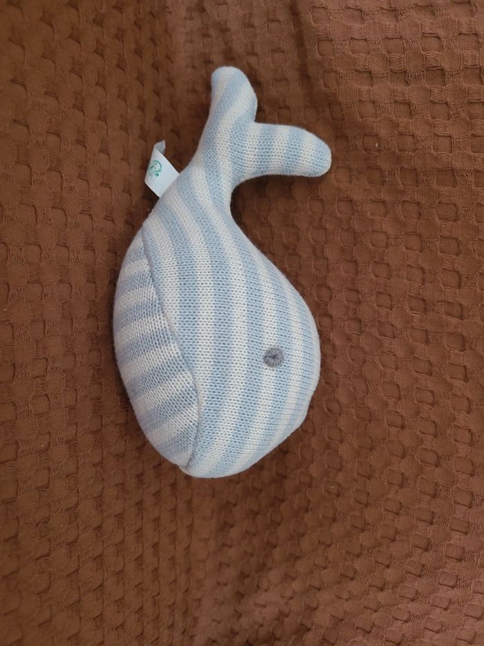 Peluche baleine rayures bleu blanc - photo numéro 3