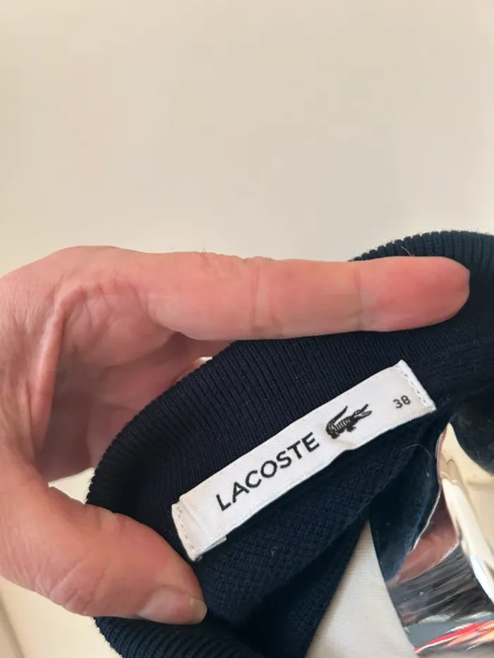 Lacoste t-shirt polo, bleu marine, femme, taille 38 - photo numéro 3