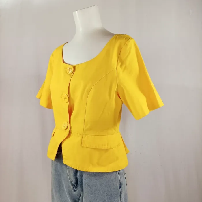 Blouse jaune boutonnée Jousse Executive – col carré, taille 40, 100 % coton A949 - photo numéro 3