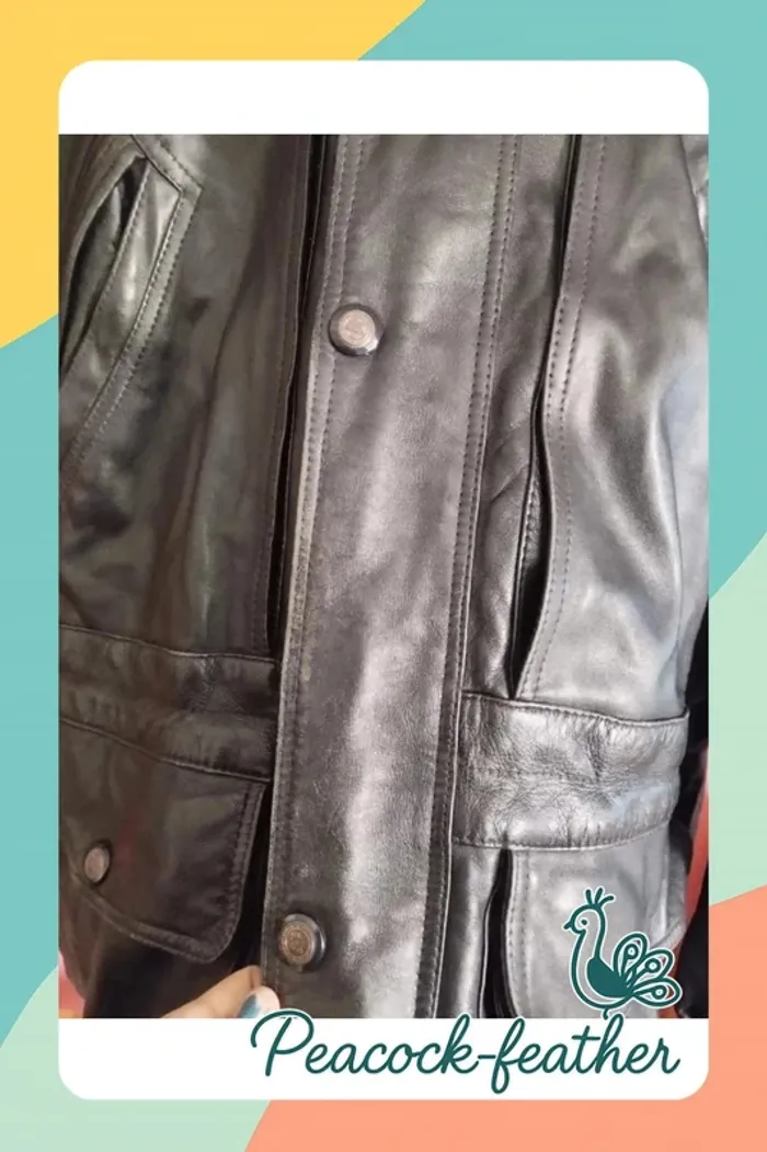 Veste cuir véritable homme noir 56 - photo numéro 6