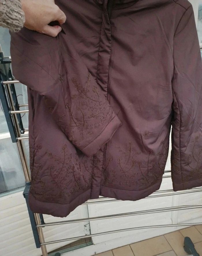 Blouson- doudoune marron brodé "Chanon Collection" T.38 - photo numéro 7