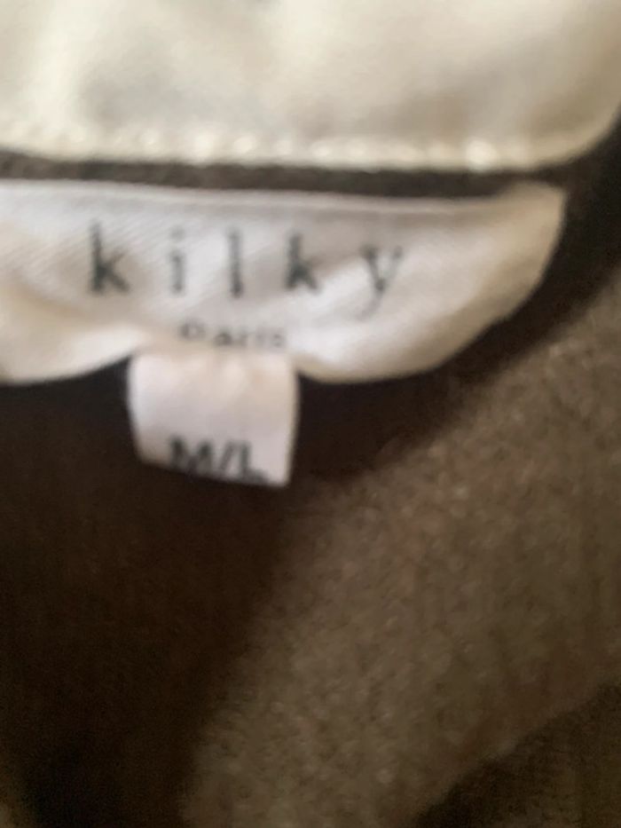 Robe pull Kilky taille M-L kaki perle au col blanc - photo numéro 9