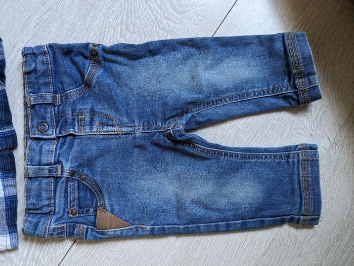 Ensemble jean et chemise à carreaux bleue 6 mois - photo numéro 2