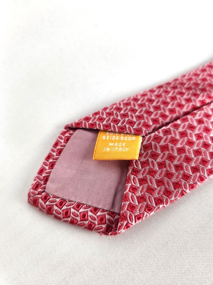 Cravate Altea Milano – 100% Soie – Micro-motifs Rouges & Blancs - photo numéro 6