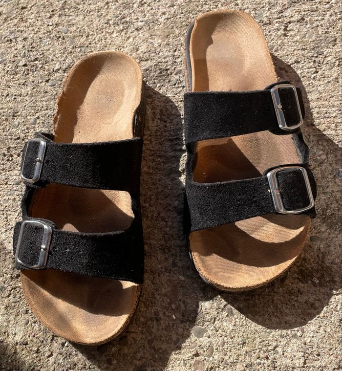 Claquette Mules Double Strap Matière Daim Femme Taille 38 - photo numéro 2
