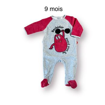 Barbapapa Pyjama Grenouillère gris et rose Taille 9 mois