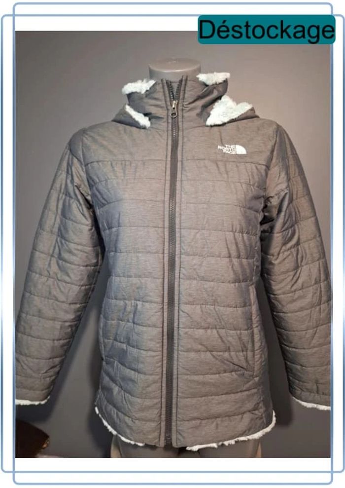 Blouson à capuche the north face gris - taille 14/16 ans ou XS femme - brodé - photo numéro 2