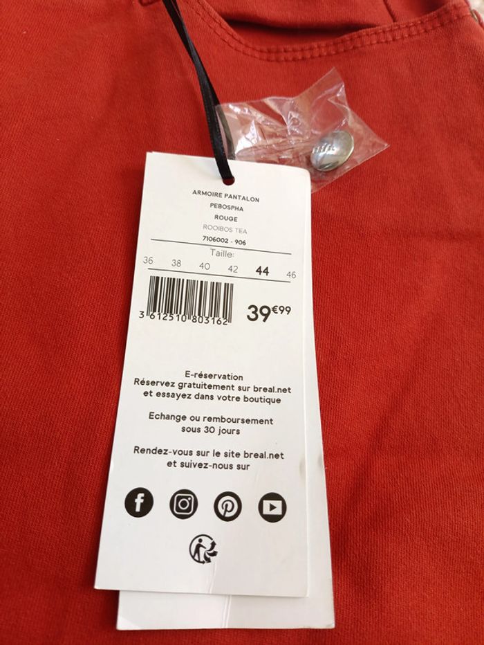 Pantalon rouge brique Bréal neuf avec étiquette - photo numéro 2