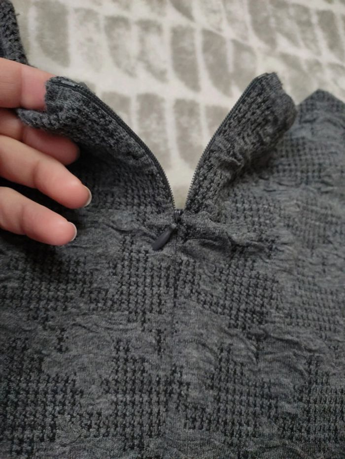 Robe hiver manches 3/4 gris tramé la fée maraboutée taille S 36 - photo numéro 4