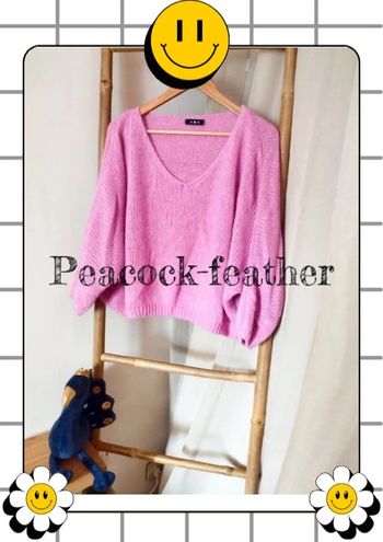 Pull large rose TU mailles