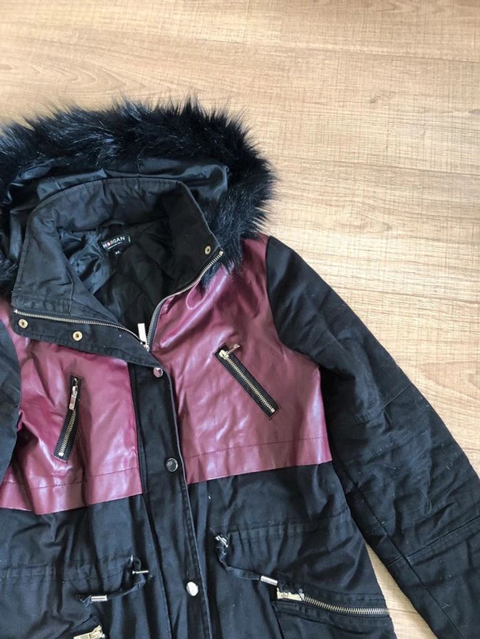 Parka noire et bordeaux avec capuche Morgan taille 40 TBE - photo numéro 19