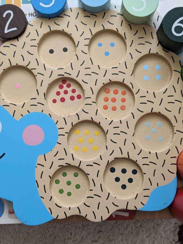 Petit genie puzzle chiffres en bois hérisson - montessori - photo numéro 4