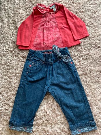 Ensemble tee-shirts manches longues et jeans Obaïbi 6 mois