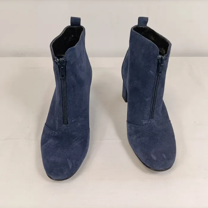 Bottines à talon hauts blues marine en cuir La Halle taille 37 C018 - photo numéro 5
