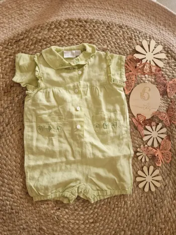 Ensemble  d'été combi et chemise vert kiabi bebe fille 6 mois