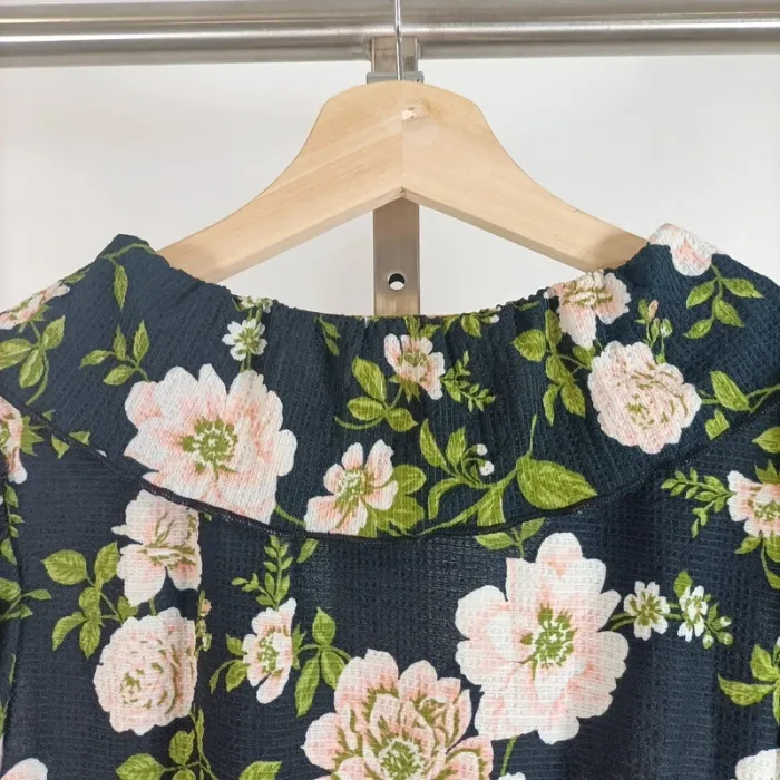 Blouse fleurie Dorothy Perkins noire fleurie taille 36 col volanté neuve A526 - photo numéro 10