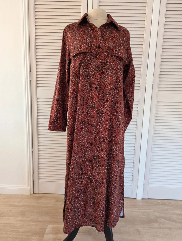 Robe longue motif léopard terracotta - photo numéro 3